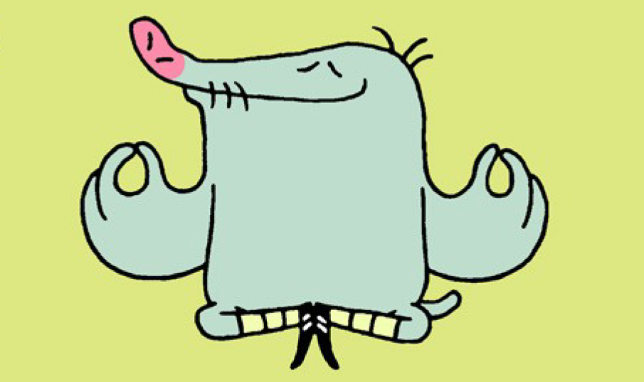 Original illustration by Tom Chitty from My Little Dream Team personalised picture book of a mole meditating. 